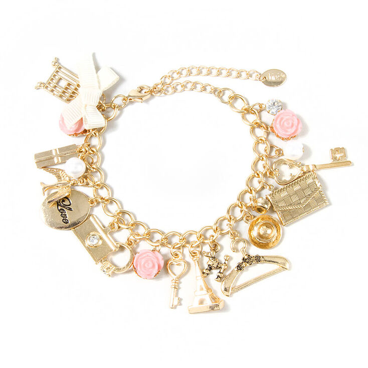 Paris Inspired Gold Charm Bracelet Claire