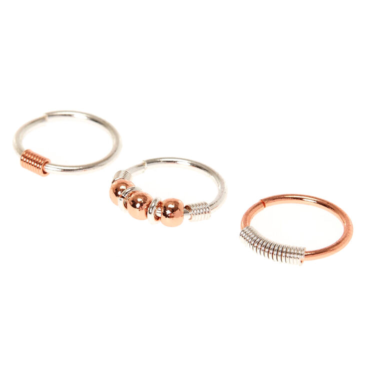 20G Rose Gold & Silver Mix Nose Rings Claire's US
