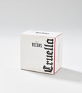 A white square product box with red edges displays Disney Villains branding and the name Cruella in large black gothic lettering.