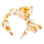 Yellow Flower Bow Headband - White,