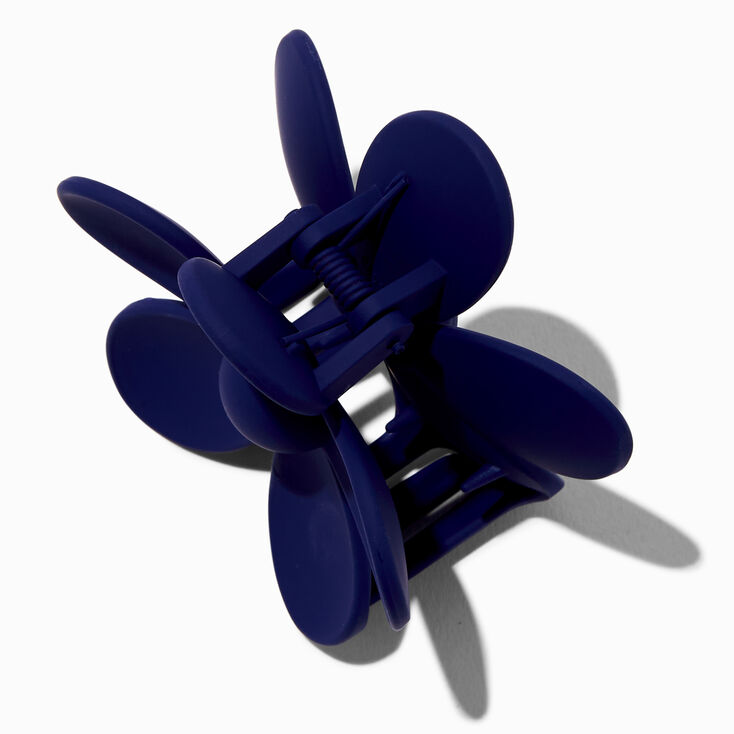 Navy Flower Medium Hair Claw,
