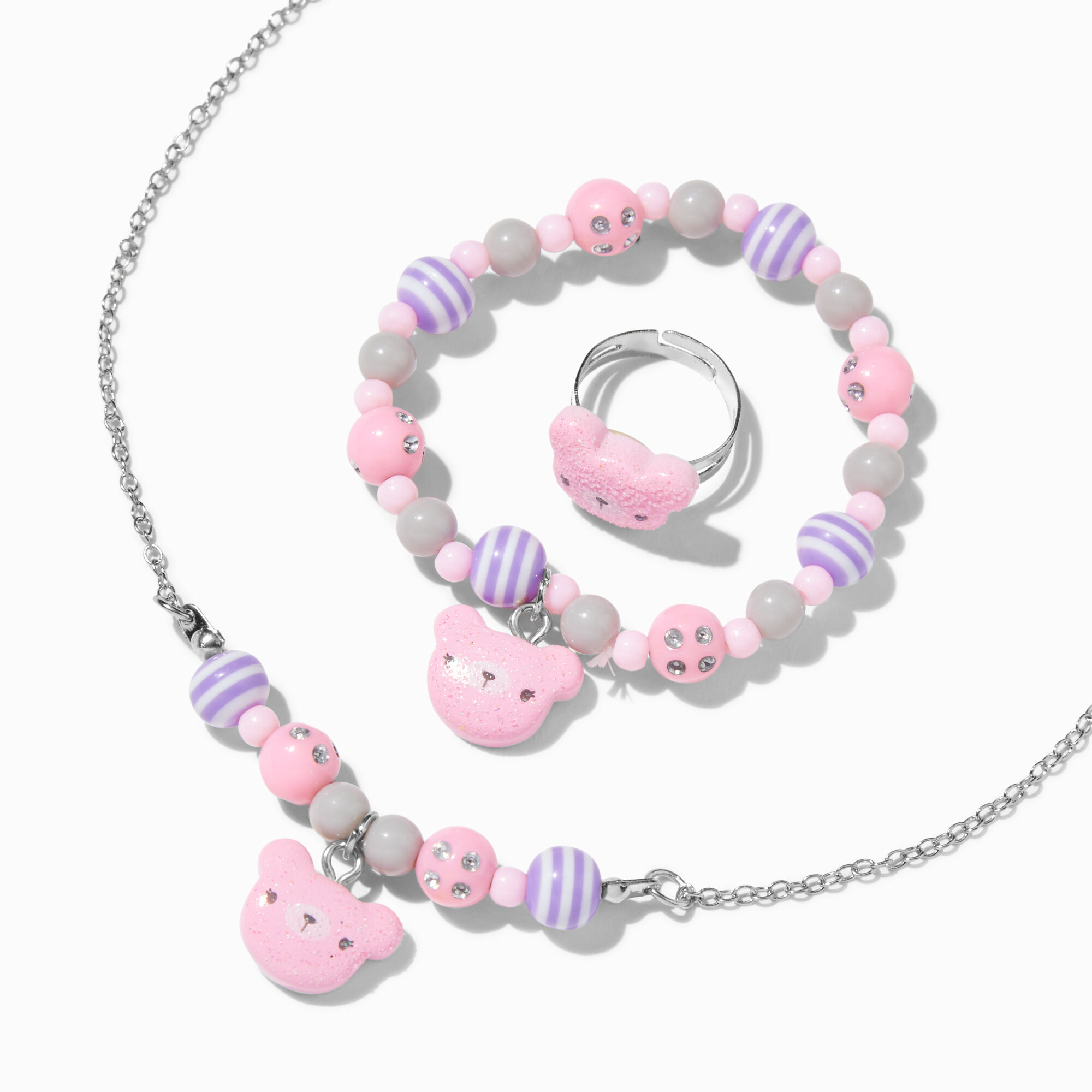 Claire's Parure de bijoux ours à paillettes Claire's Club (lot de 3)