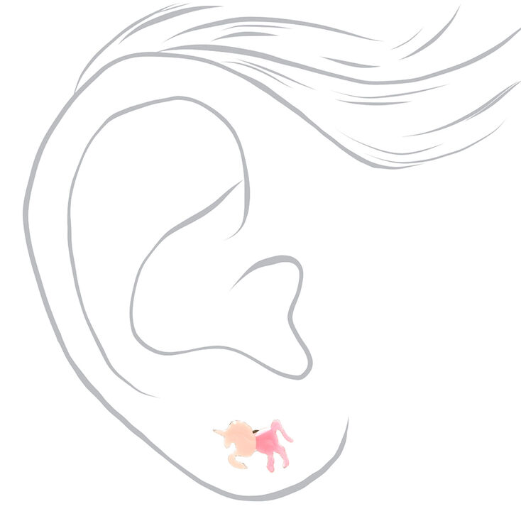 Sterling Silver Pink Ombre Unicorn Stud Earrings,