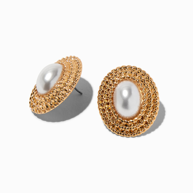 Clous d&#39;oreilles aur&eacute;ole perle d&#39;imitation textur&eacute;s couleur dor&eacute;e,