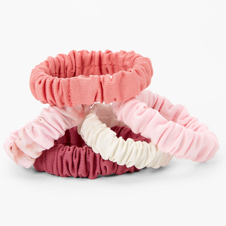 Pink Ribbed Knit Hair Scrunchies - 5 Pack,