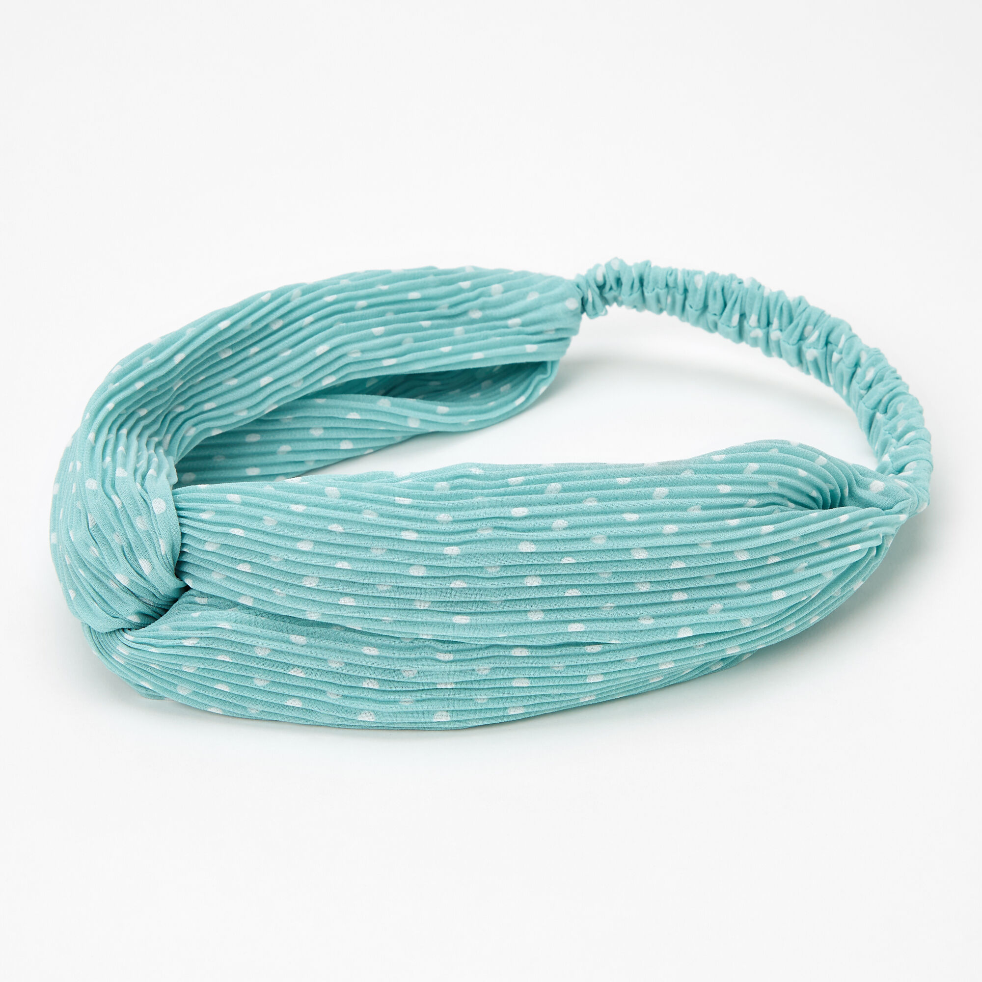 Claire's Bandeau noué plissé à pois - Vert menthe
