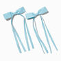 Blue Grosgrain Ribbon Long Tail Hair Bow Clips - 2 Pack,