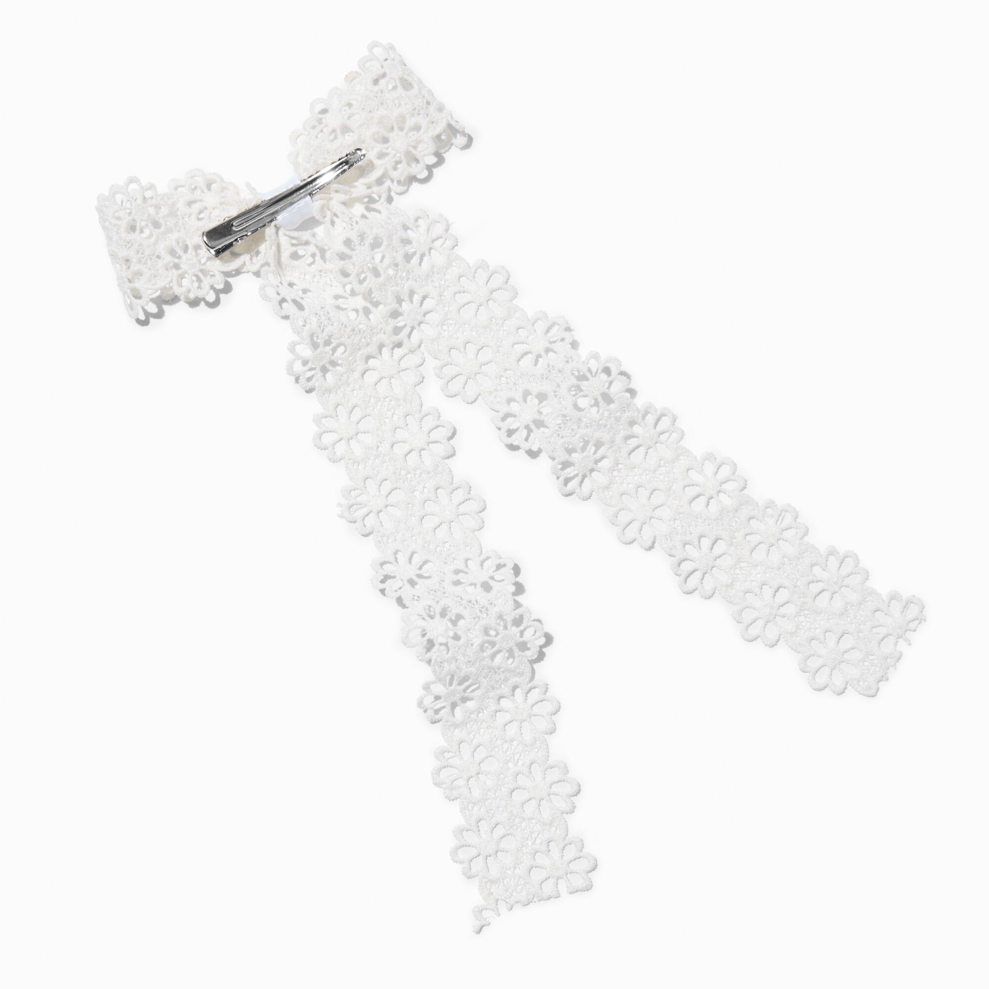 Barrette à nœud avec marguerites dentelle blanche,