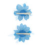 Glitter Lily Flower Hair Clips - Baby Blue, 2 Pack,