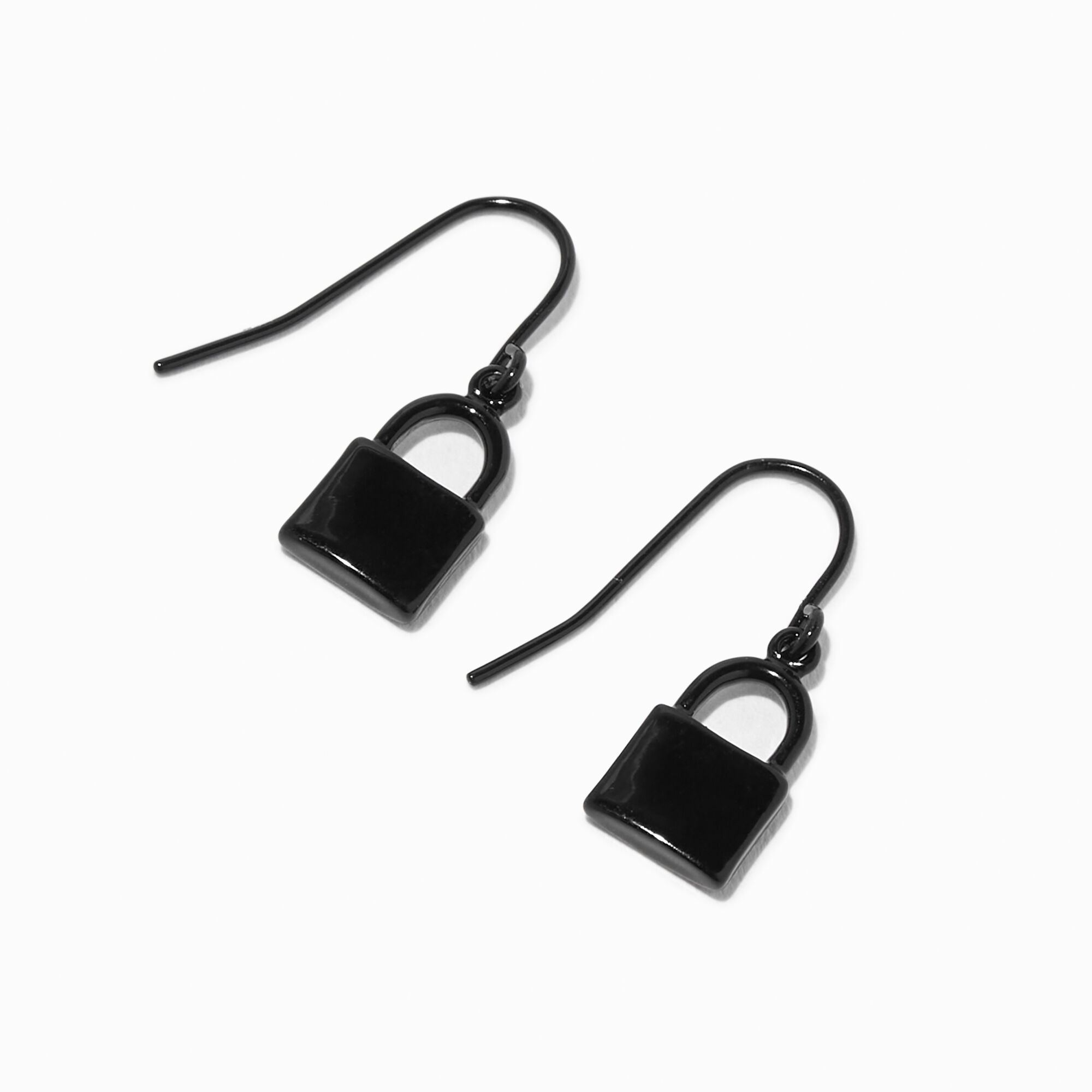 Black Padlock 0.5" Drop Earrings,