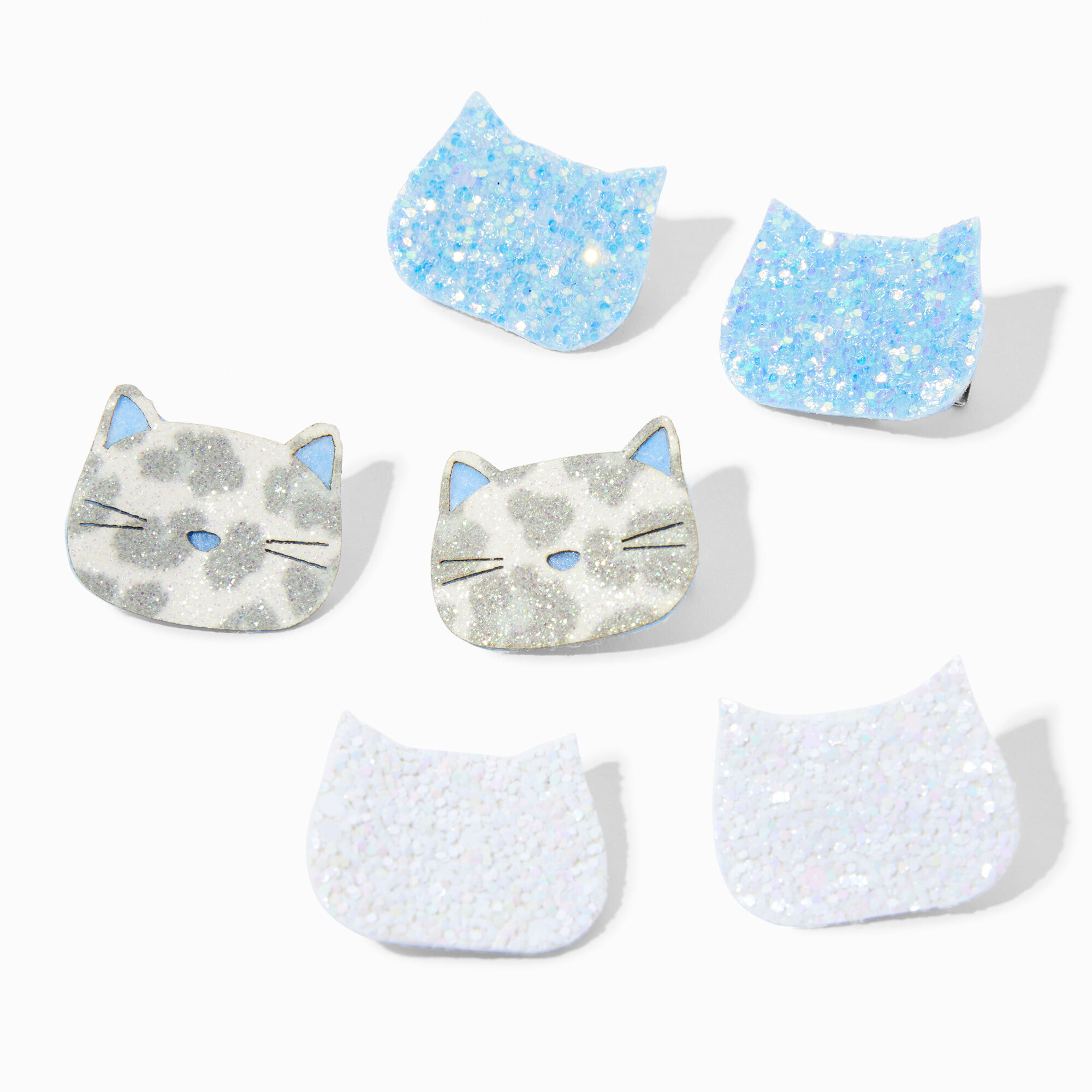 Claire's Club Glitter Snow Leopard Hair Clips - 6 Pack,
