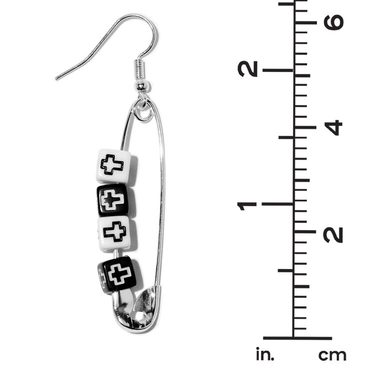 Cross Safety Pin 2&quot; Drop Earrings ,