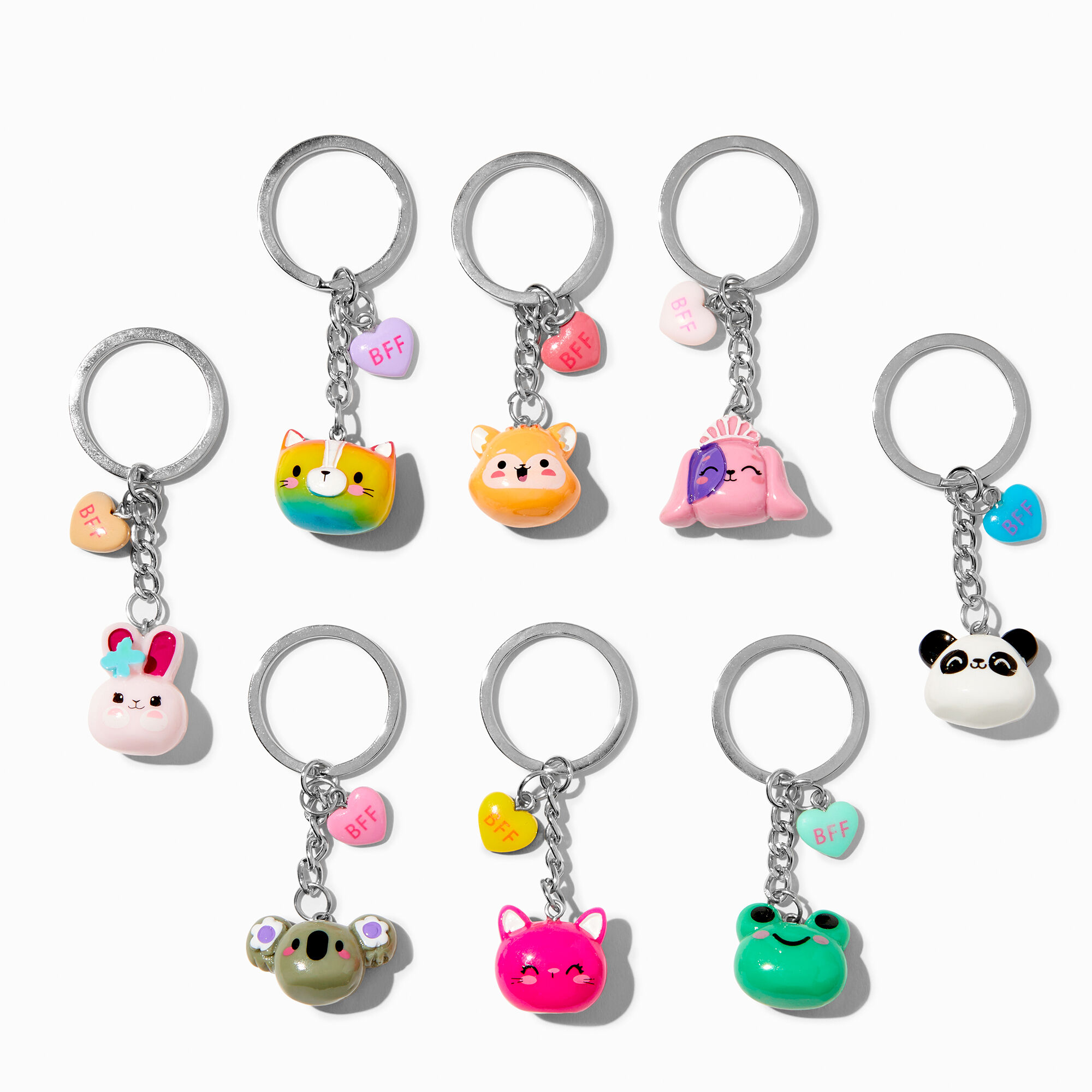 View Claires Critter Best Friends Keyrings 8 Pack Silver information