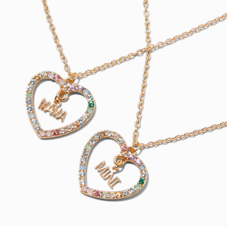 Mama & Mini Crystal Heart Pendant Necklaces - 2 Pack