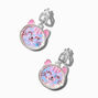 Shaker Pink Cat Clip-On Drop Earrings,
