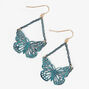 Bronze Patina 2&quot; Filigree Butterfly Drop Earrings,