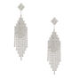 Silver Rhinestone 3&quot; Cascade Drop Earrings,