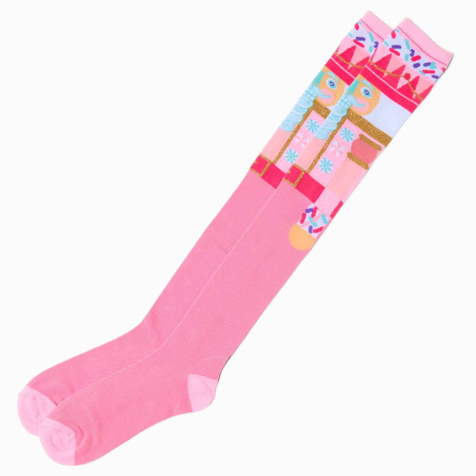 View Claires Holiday Nutcracker Over The Knee Socks information