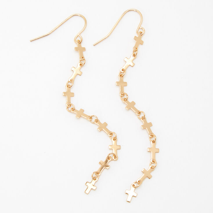 Claire's Pendantes linéaires croix 8 cm couleur dorée