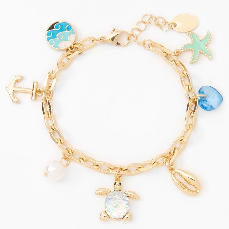 Down by the Sea Charm Bracelet - Gold | Claire's US