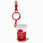 Strawberry Coffee Water-Filled Glitter Keychain,