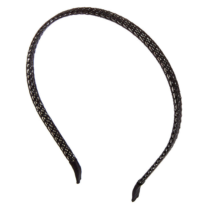 Metallic Mesh Headband - Black | Claire's US