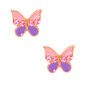 Rose Gold Pink &amp; Purple Butterfly Stud Earrings,