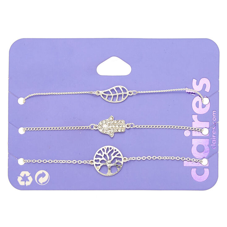 Claire's Lot de 3 bracelets à breloques icône nature couleur argenté