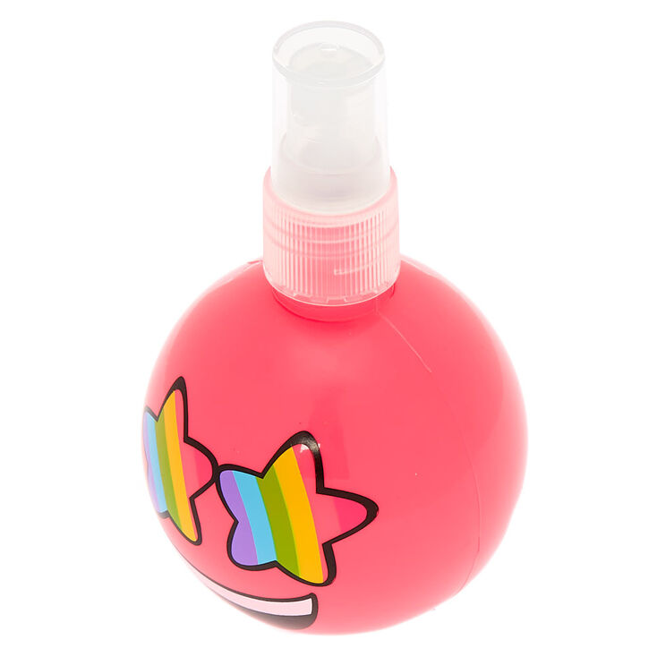 Spray corporel parfum&eacute; &agrave; la fraise &eacute;moji rose aux yeux &eacute;toil&eacute;s arc-en-ciel,