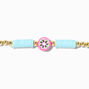 Gold &amp; Blue Tropical Flower Stretch Bracelet,