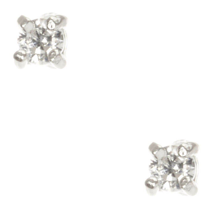 2mm Sterling Silver Cubic Zirconia Stud Earrings Claire S Us 2mm Sterling Silver Cubic Zirconia Stud Earrings