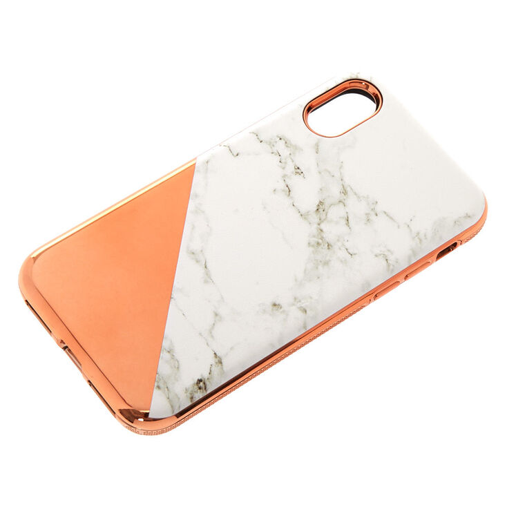 Rose Gold Marble Protective Phone Case - Fits iPhone X/XS,