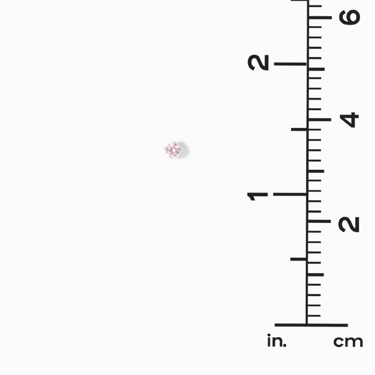 Claire&#39;s Exclusive Platinum 3mm Pink Cubic Zirconia Studs Ear Piercing Kit with Ear Care Solution,
