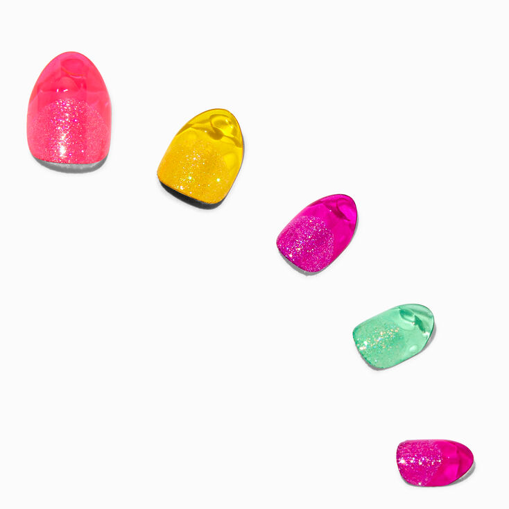 Bubble Rainbow Stiletto Press On Faux Nail Set - 24 Pack,