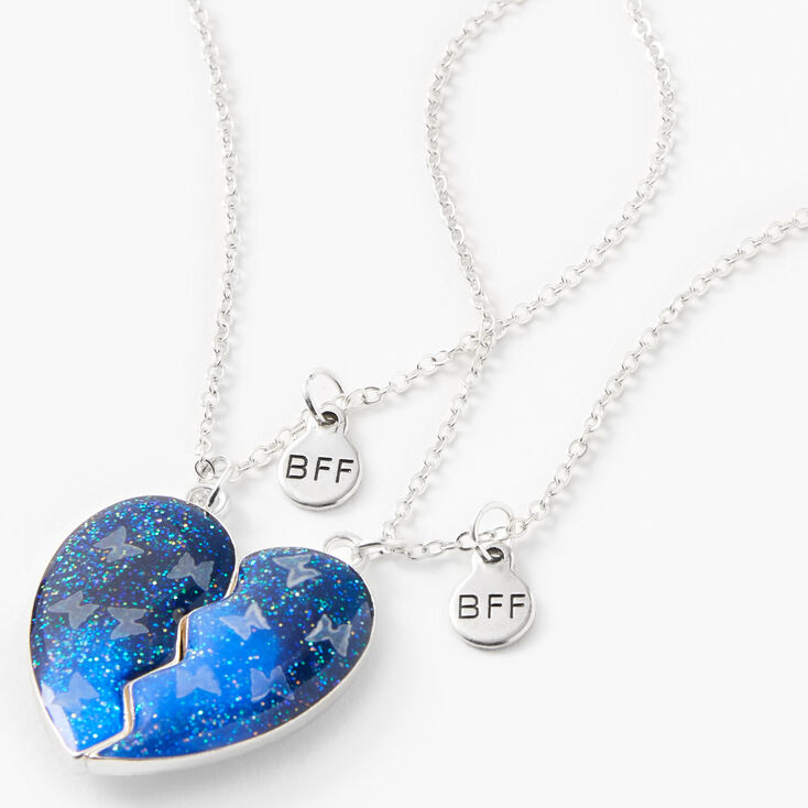 Best Friends Navy Glitter Split Heart Necklaces - 2 Pack | Claire's US