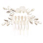 White Flower Rhinestone Vine Hair Comb,
