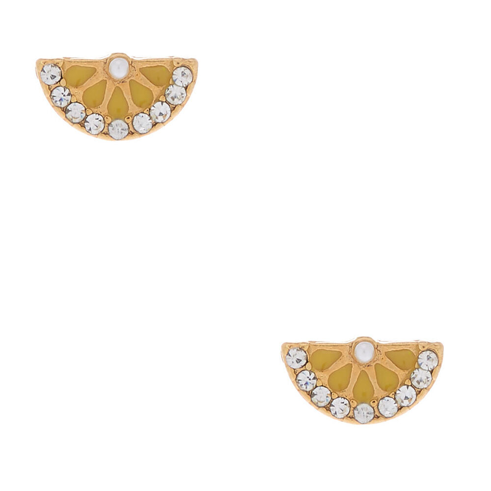 18kt Gold Plated Lemon Slice Stud Earrings,