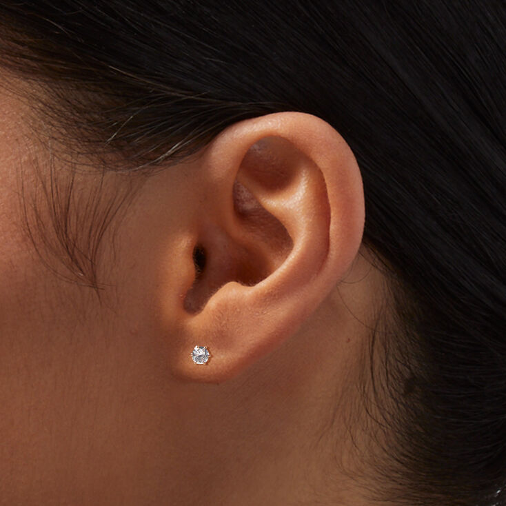 Clous d&rsquo;oreilles cupcake en zircon cubique 4&nbsp;mm couleur dor&eacute; rose en titane - Collection C Luxe,