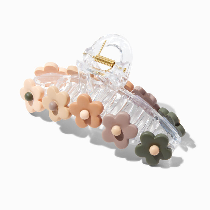Large Clear Neutral Tone Daisy Hair Claw,