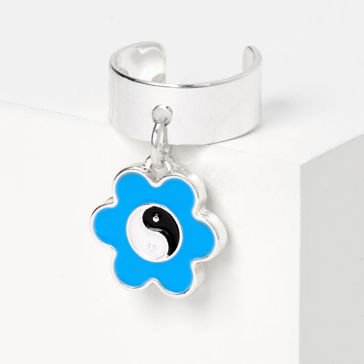 Yin Yang Flower Charm Ear Cuff - Blue,