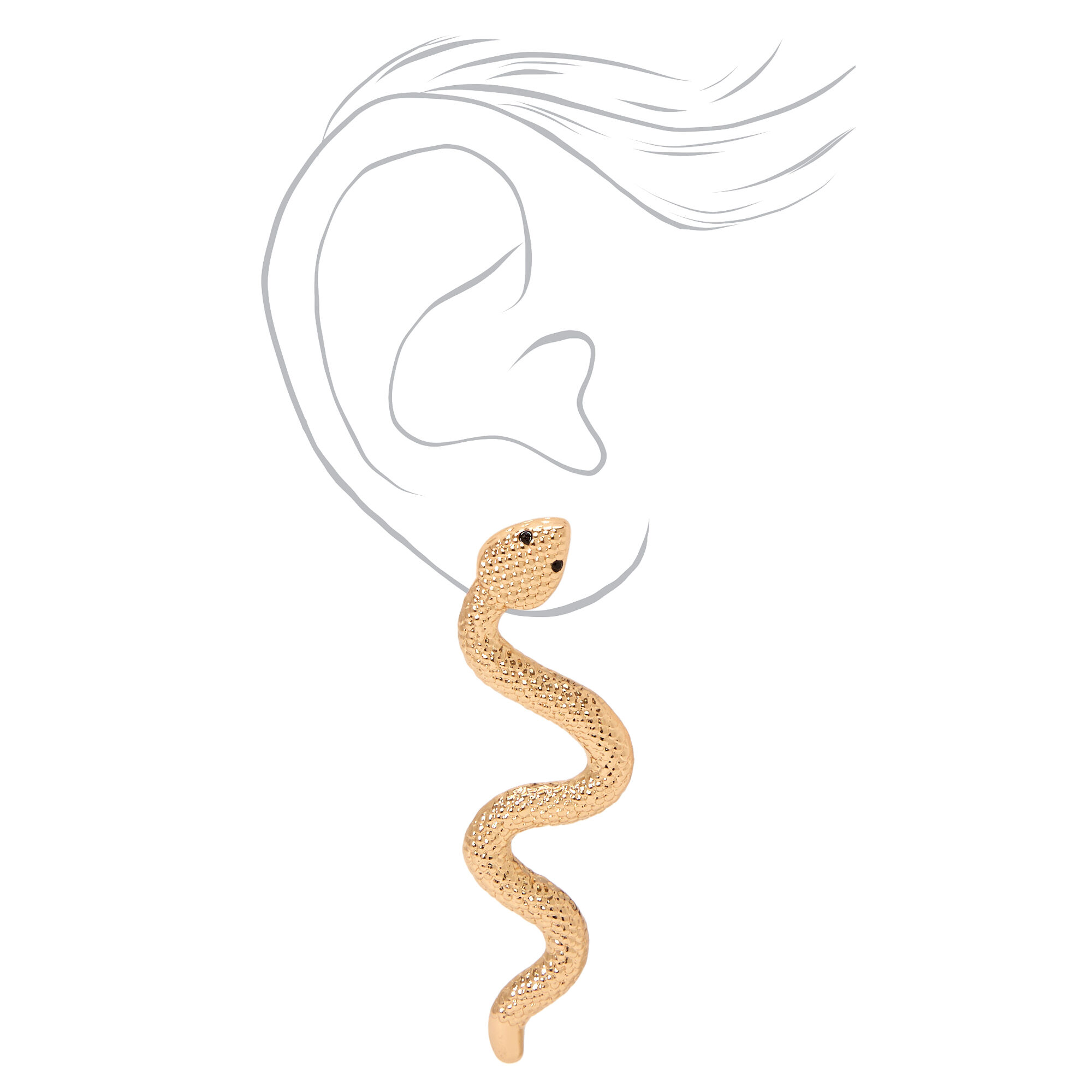Gold 1.5" Snake Earrings,