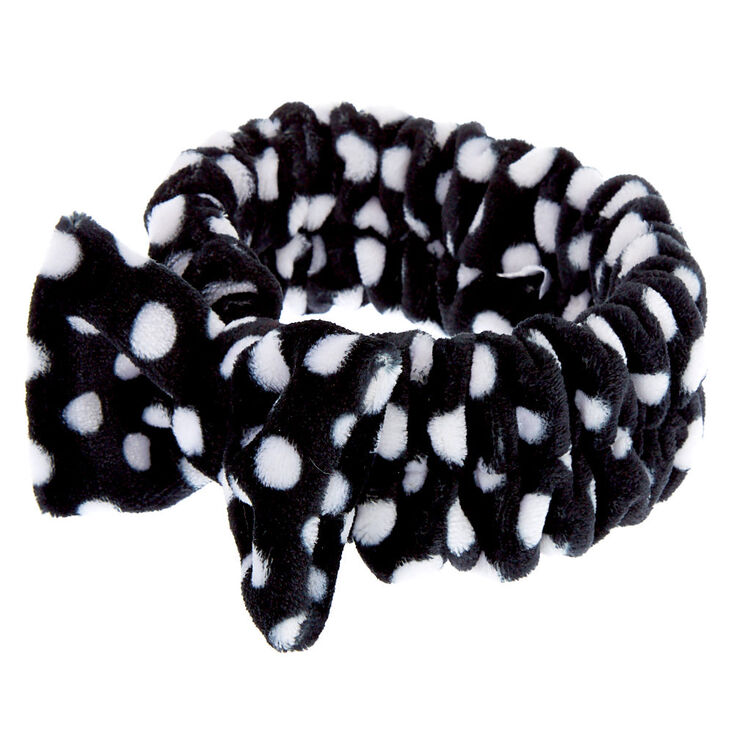 Polka Dot Makeup Bow Headwrap - Black,