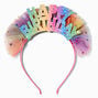 Claire&#39;s Club Rainbow Happy Birthday Glitter Tulle Headband,