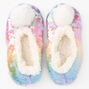 Claire&#39;s Club Sequin Plush Pom Pom Youth Slippers - Purple, S/M,
