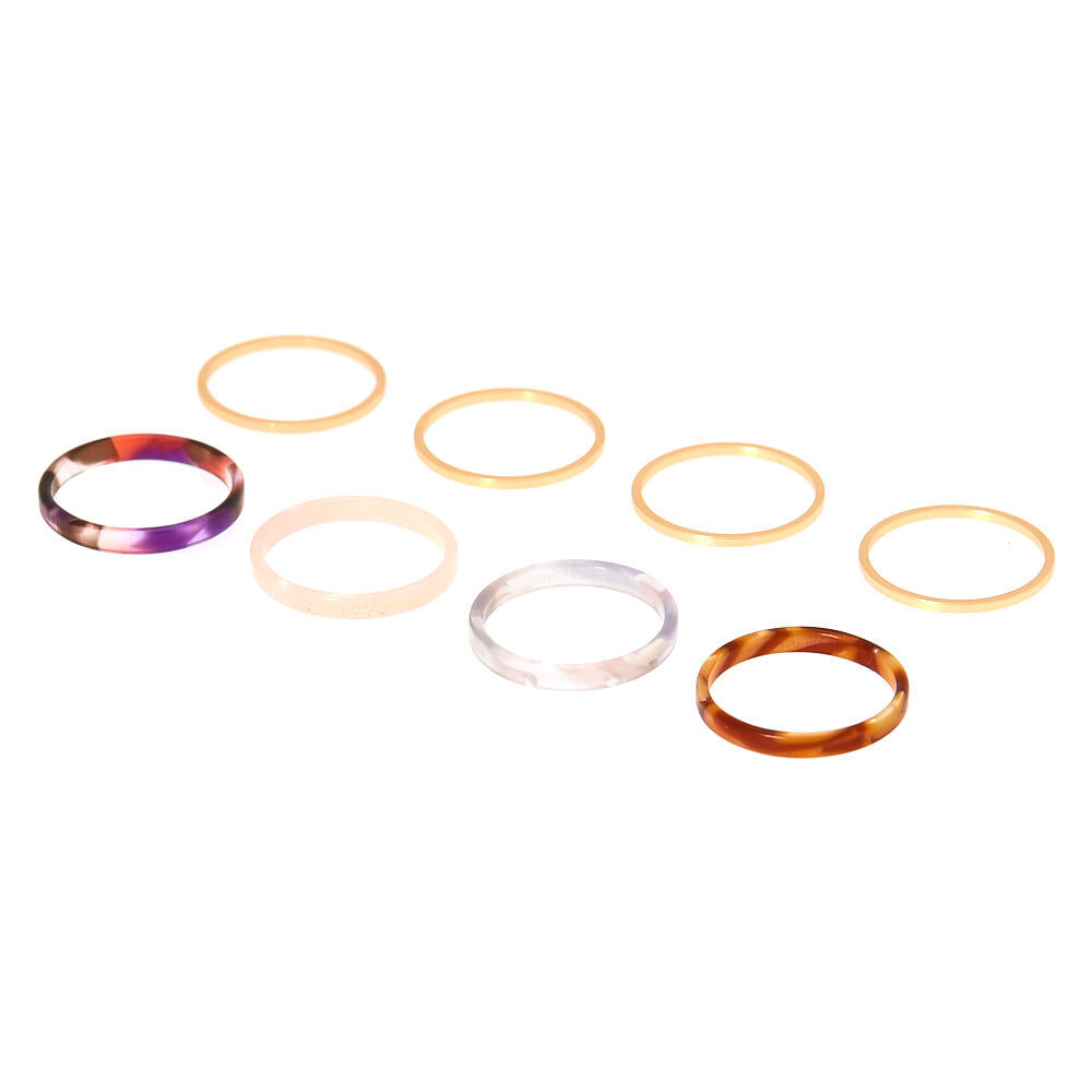 Lot de 8 bagues à motif écaille de tortue,