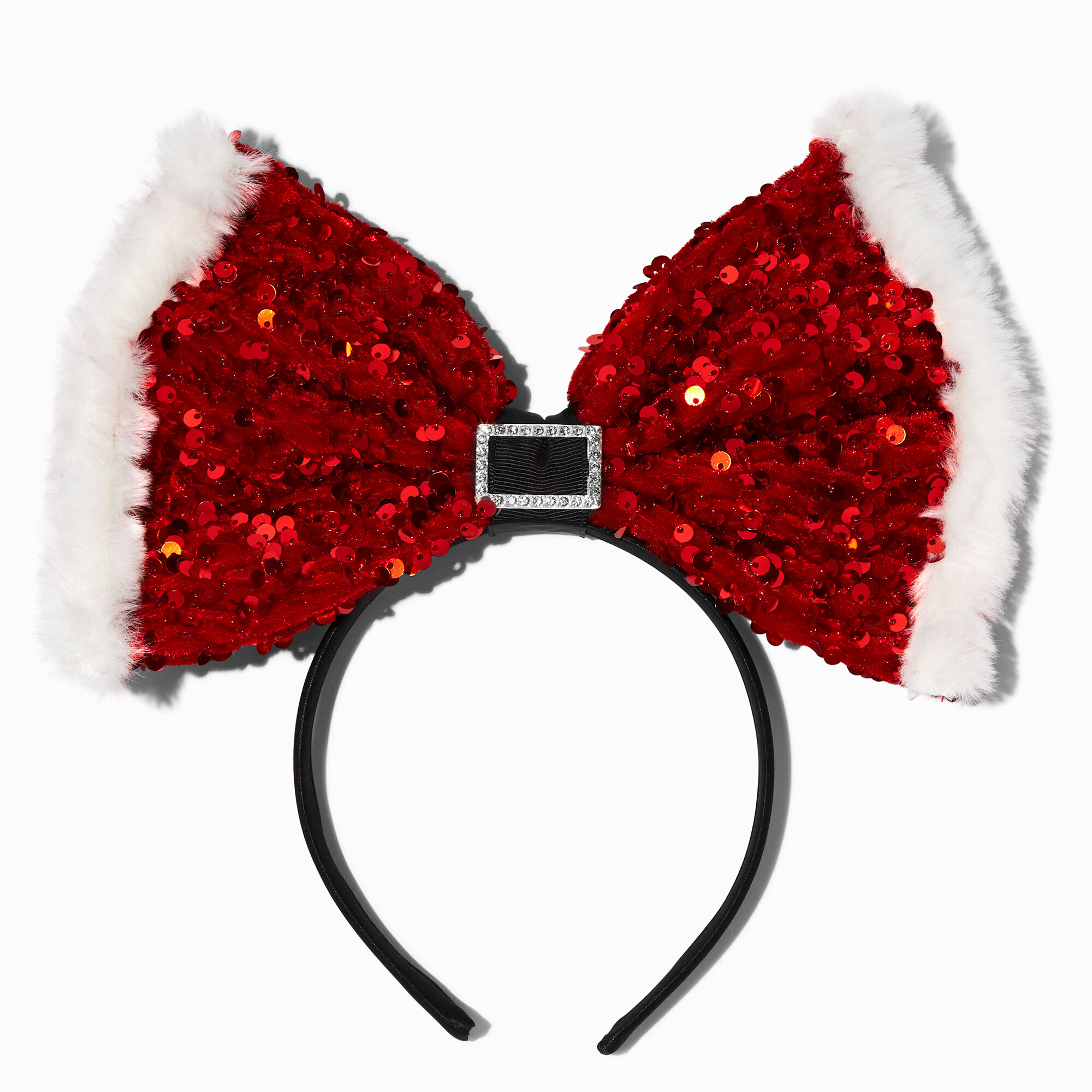 View Claires Santas Suit Sequin Bow Headband White information