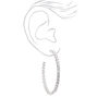 Silver 60MM Cubic Zirconia Hoop Earrings,