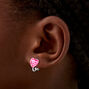 Clous d&#39;oreilles &agrave; clip c&oelig;ur &agrave; carreaux roses,