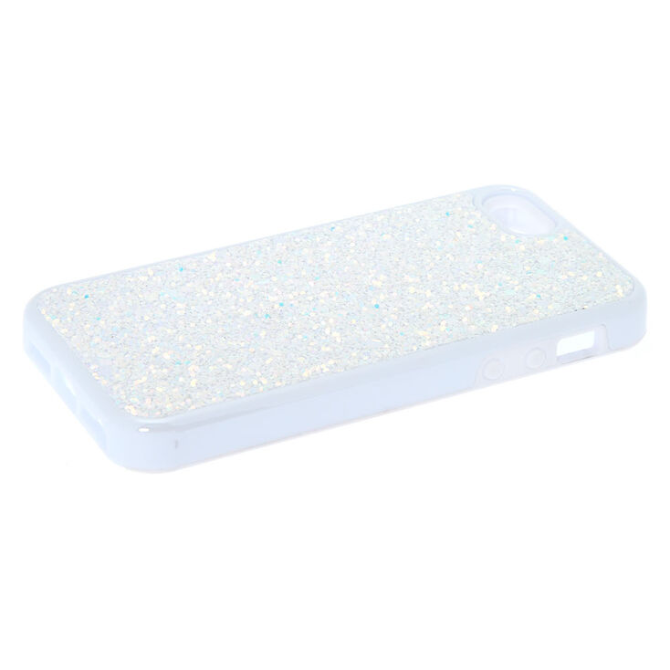 White Crushed Glitter Protective Phone Case - Fits iPhone 5/5S,