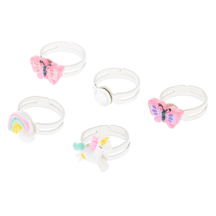 Claire's Club Silver Butterfly Case Rings - 5 Pack | Claire's US
